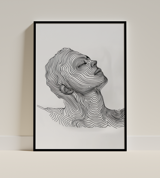 Modern Linework Face – Abstract Topographic Portrait Poster
