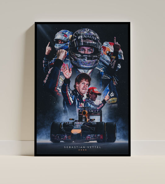 Sebastian Vettel Red Bull Racing Champion F1 Poster