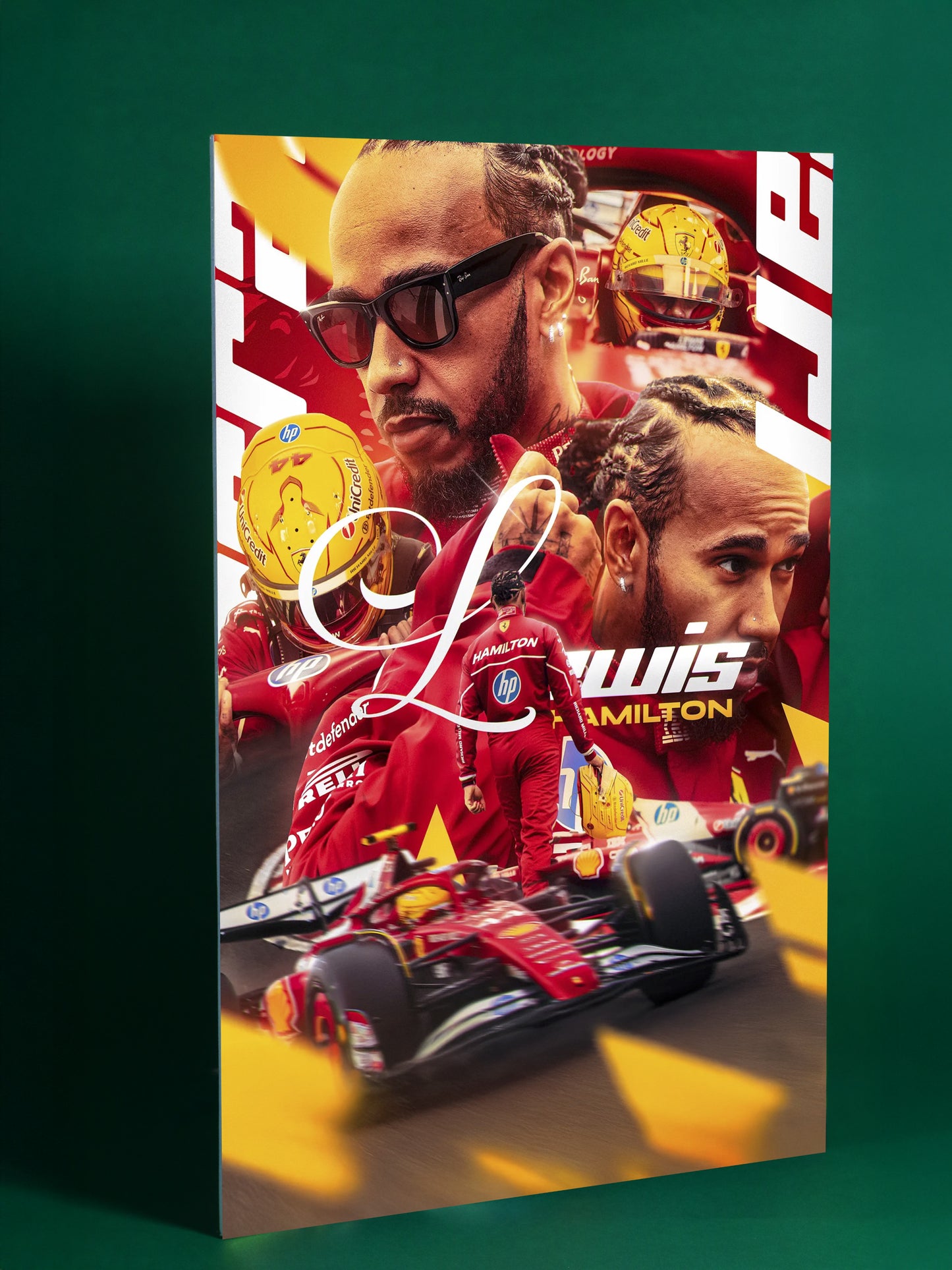 Lewis Hamilton – Ferrari Tribute Racing Poster