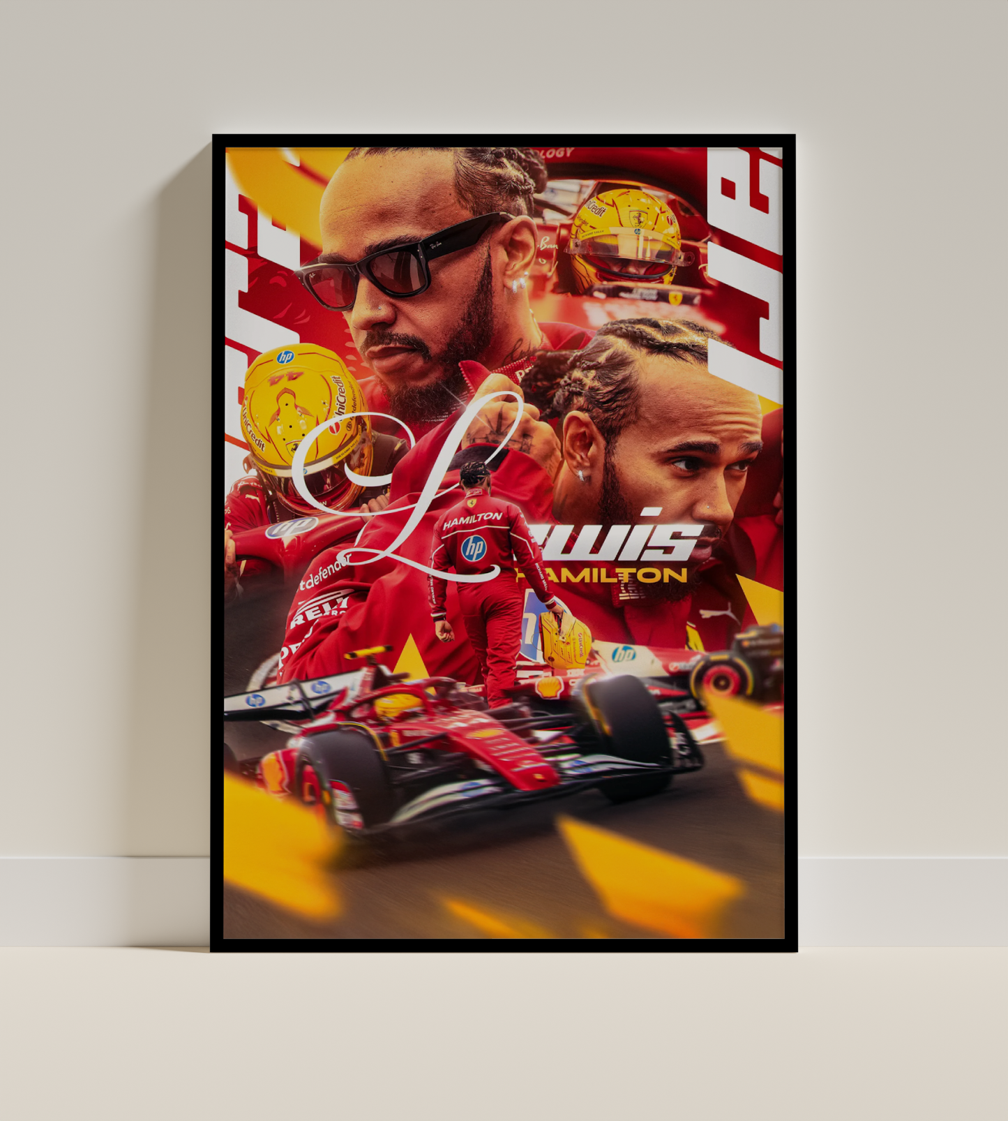 Lewis Hamilton – Ferrari Tribute Racing Poster
