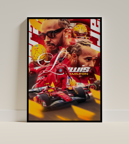 Lewis Hamilton – Ferrari Tribute Racing Poster