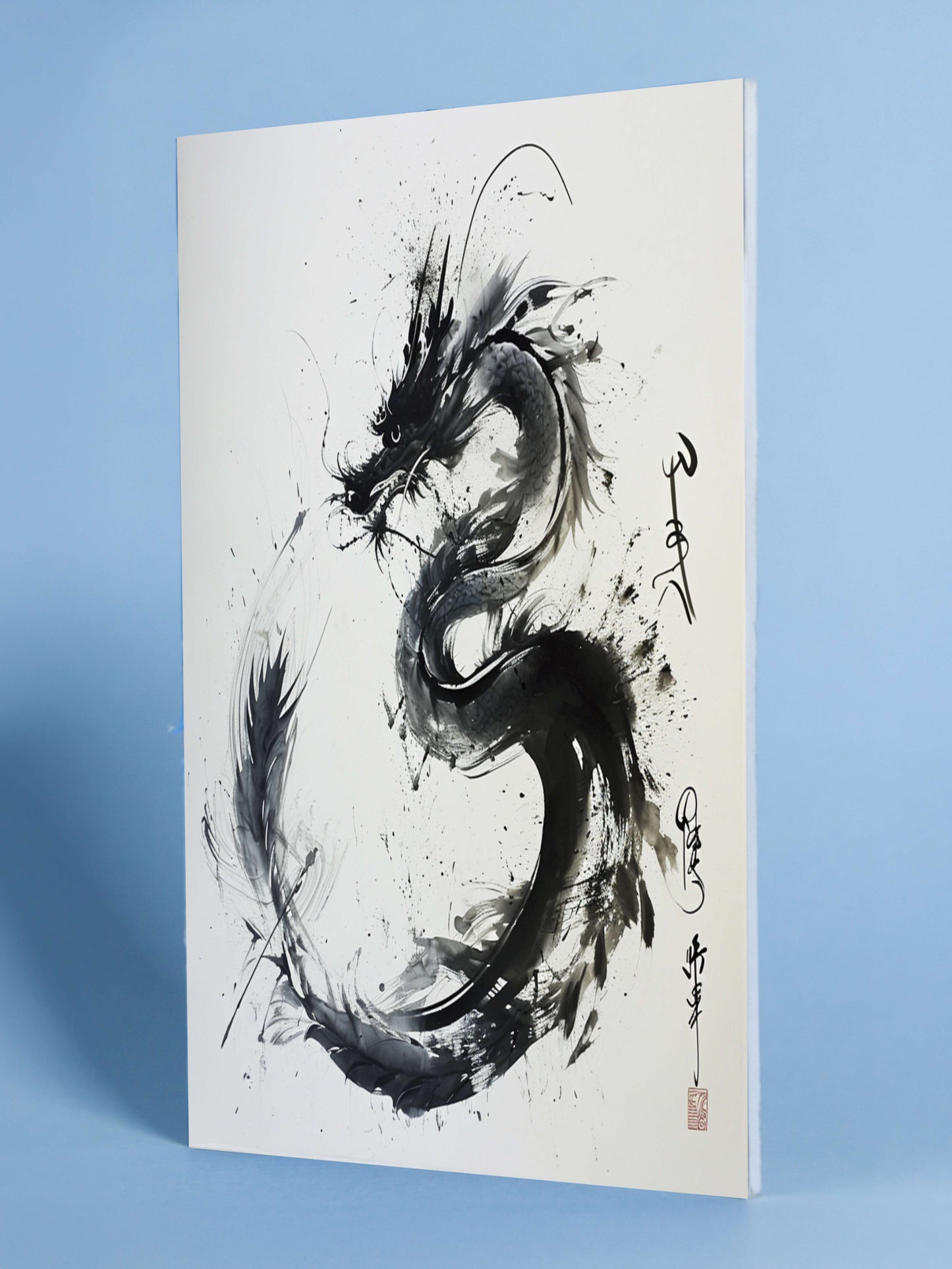 Japanese Dragon Ink Painting – Sumi-e Style Wall Print