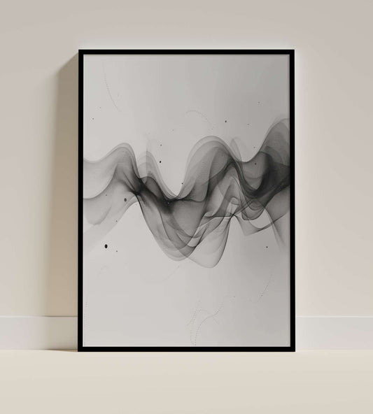 Ethereal Waves - Monochrome Abstract Poster