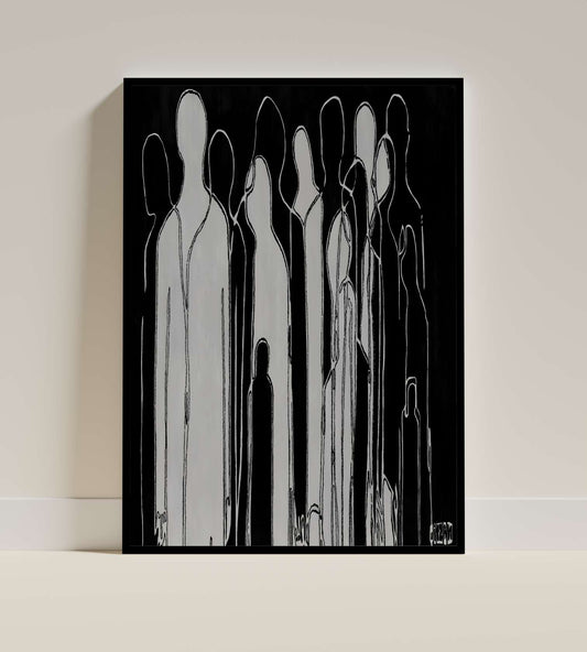 Contemporary Silhouette Abstract – Monochrome Crowd