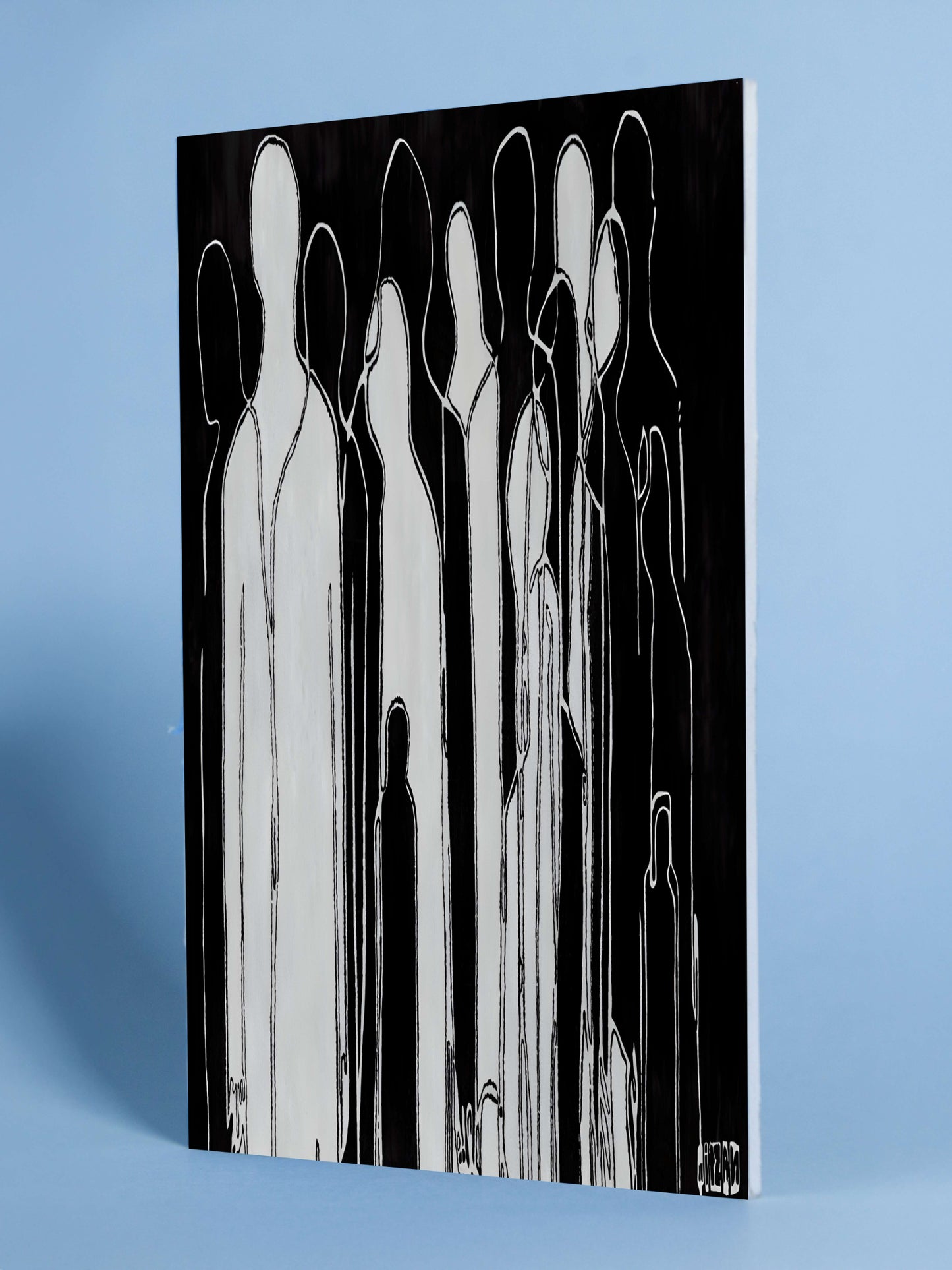 Contemporary Silhouette Abstract – Monochrome Crowd