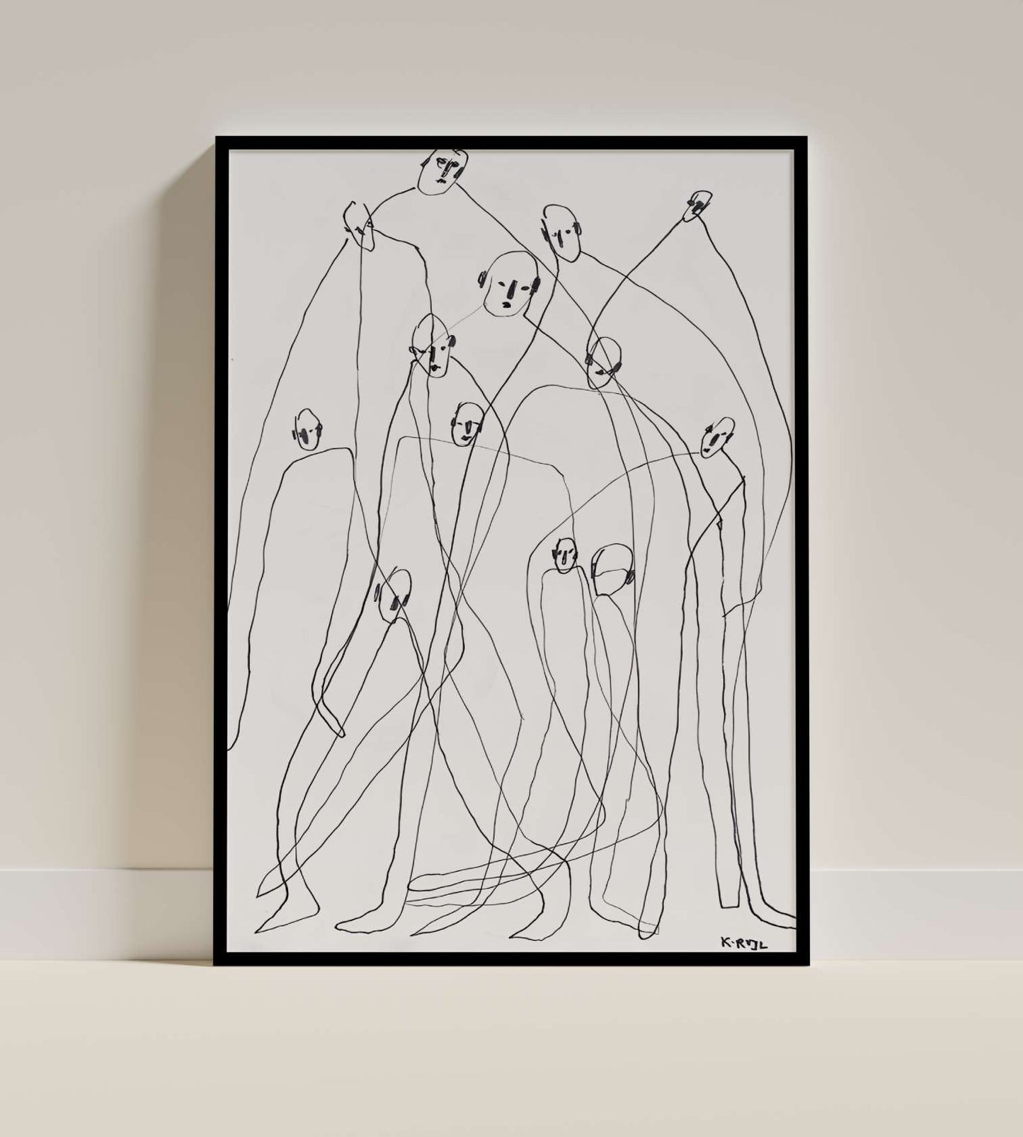 Abstract Minimalist Line Art – Group of Figures