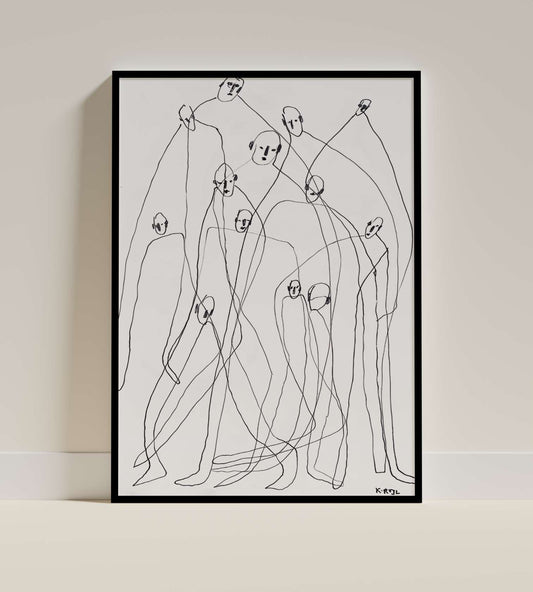 Abstract Minimalist Line Art – Group of Figures