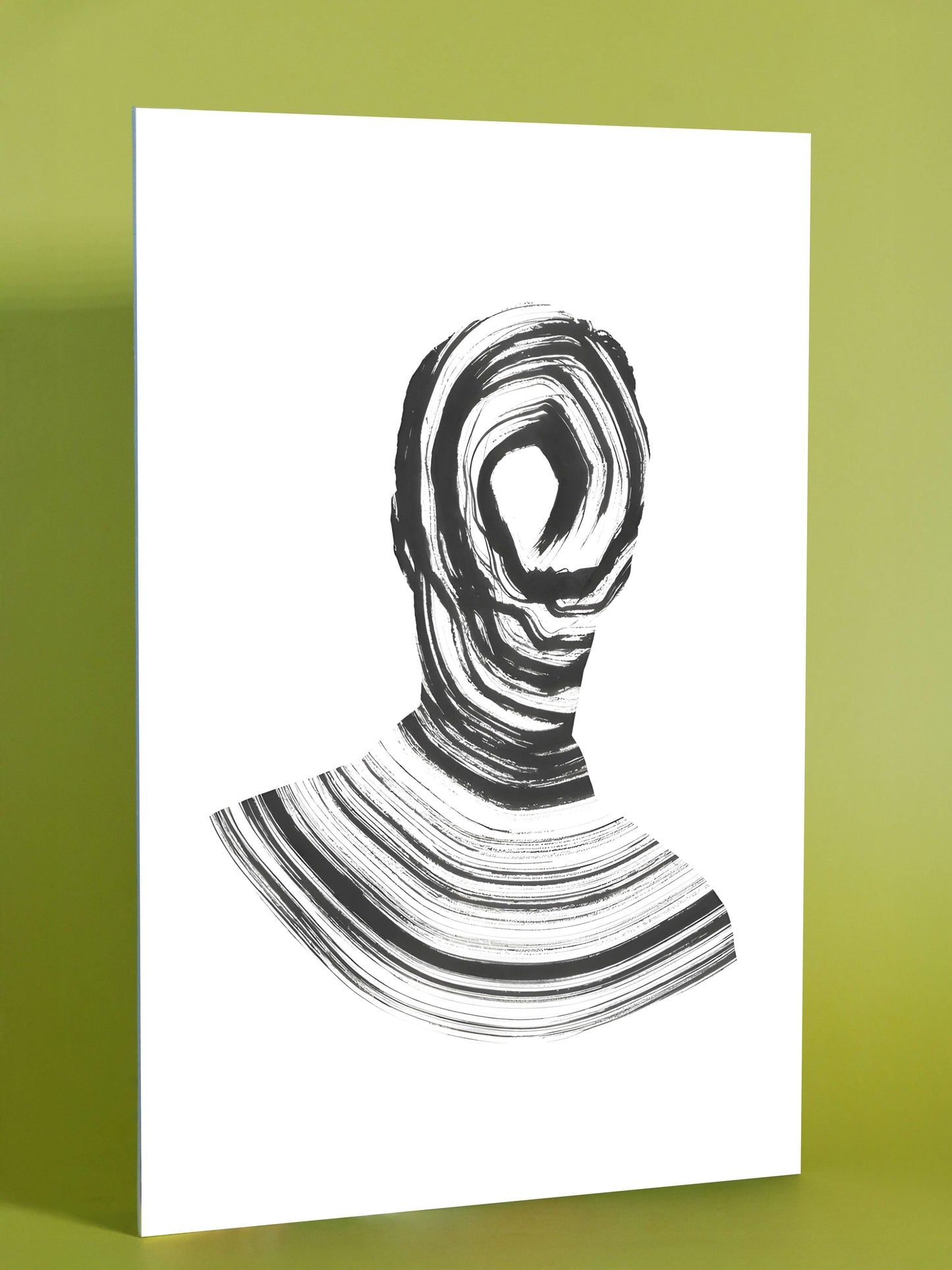 Abstract Monochrome Portrait – Modern Minimalist Line Art