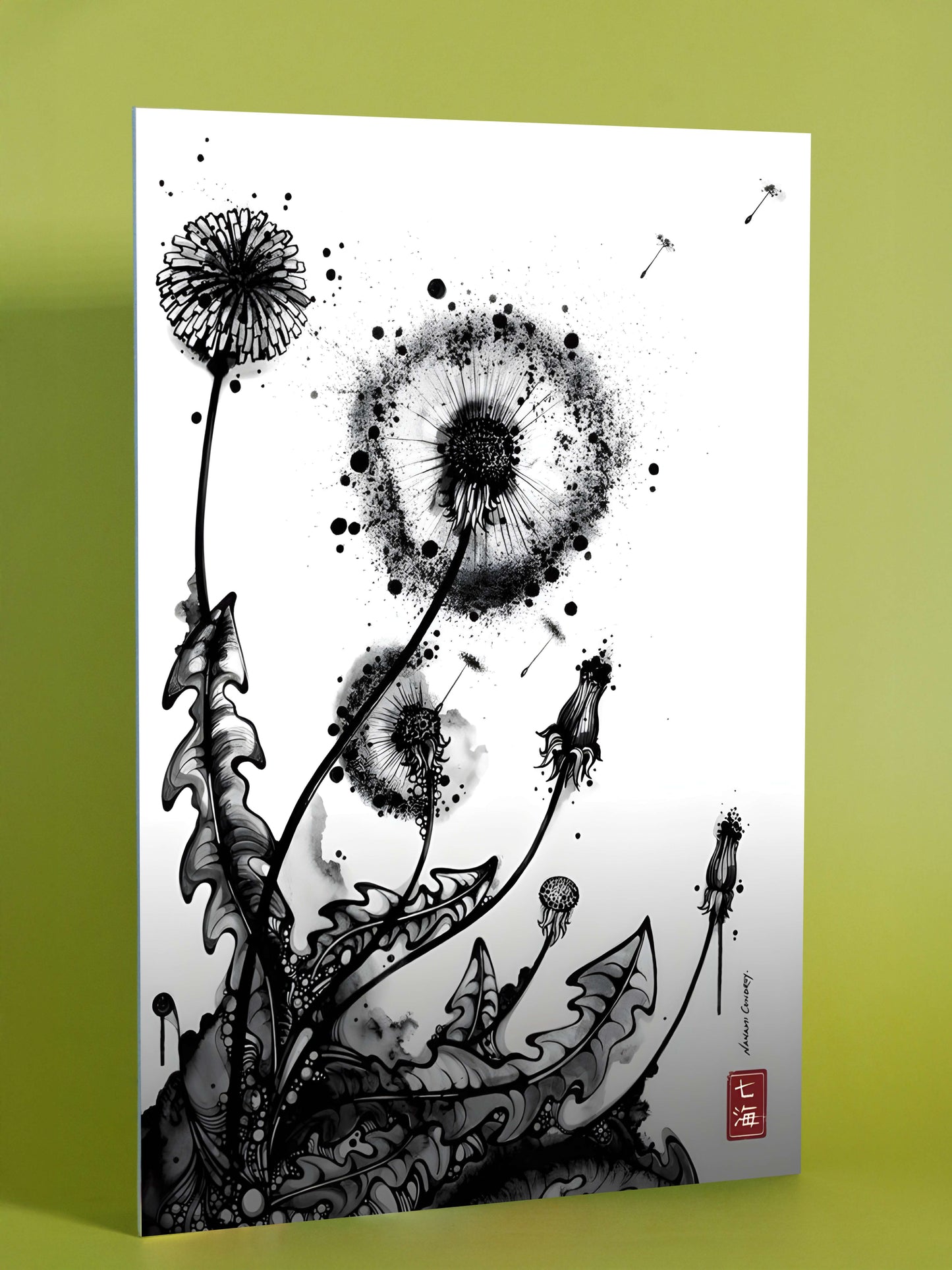 Dandelion Dreams Ink Art Poster