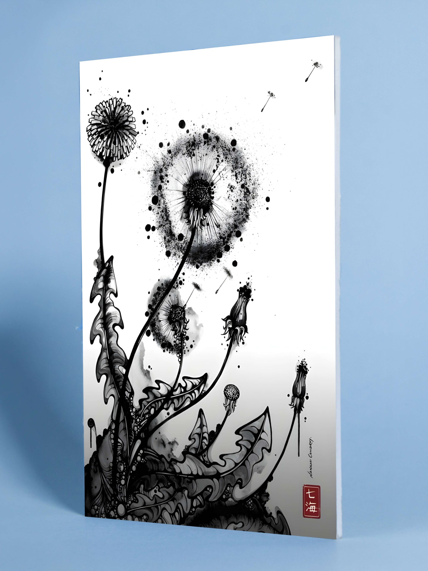 Dandelion Dreams Ink Art Poster