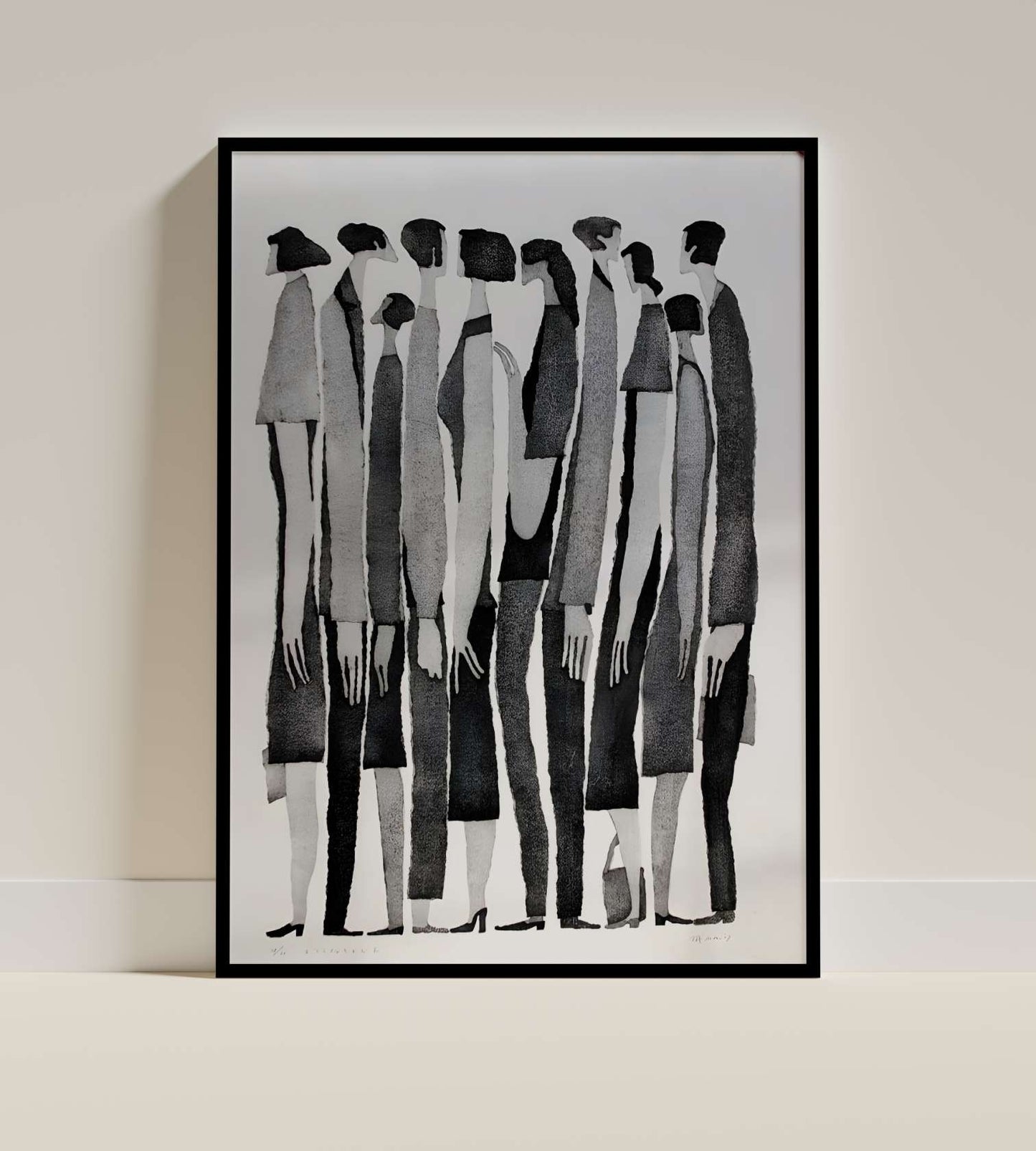 Stylized Crowd Fashion Illustration Print