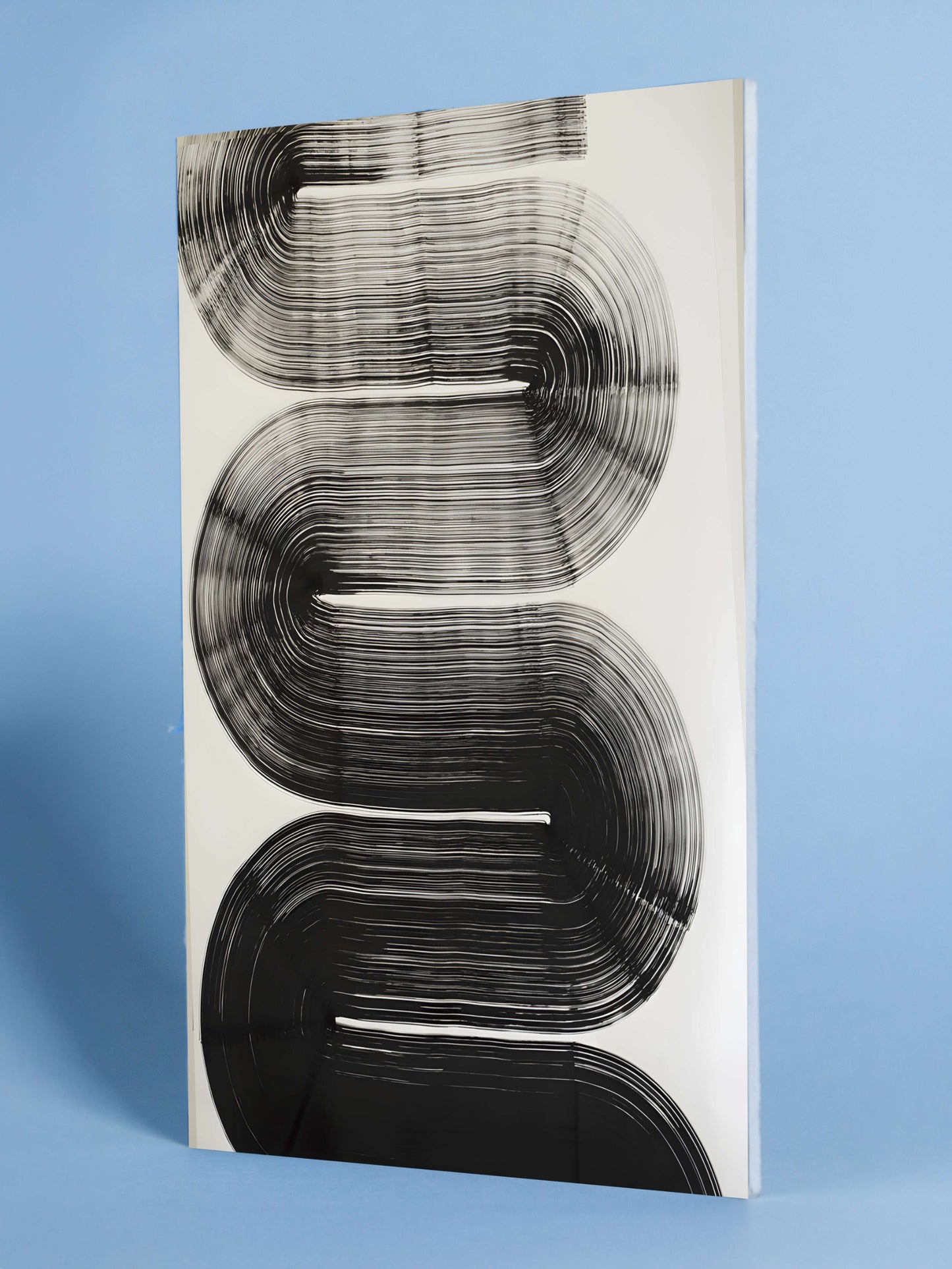 Monochrome Motion: Minimalist Black Swirl Art Print
