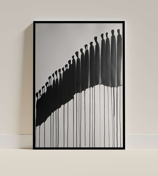 Abstract Crowd Ink Painting Print