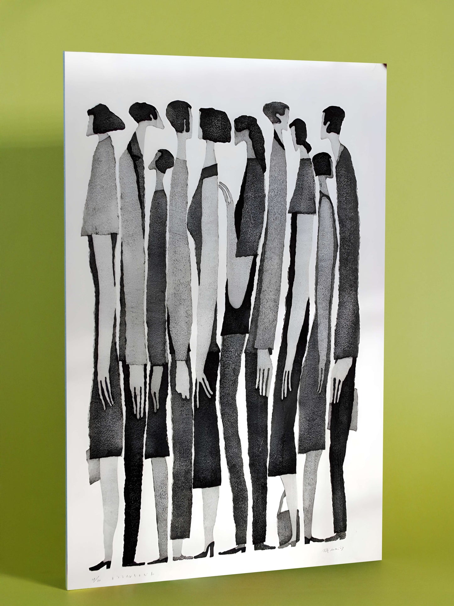 Stylized Crowd Fashion Illustration Print