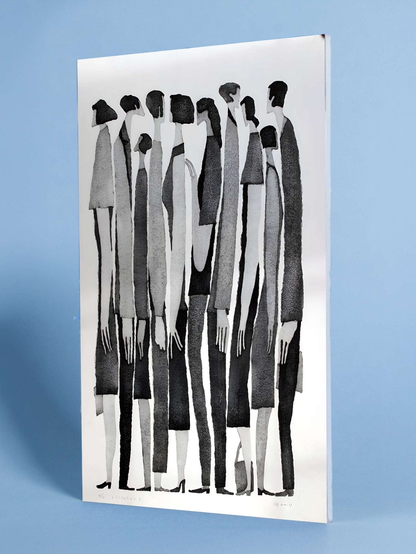 Stylized Crowd Fashion Illustration Print