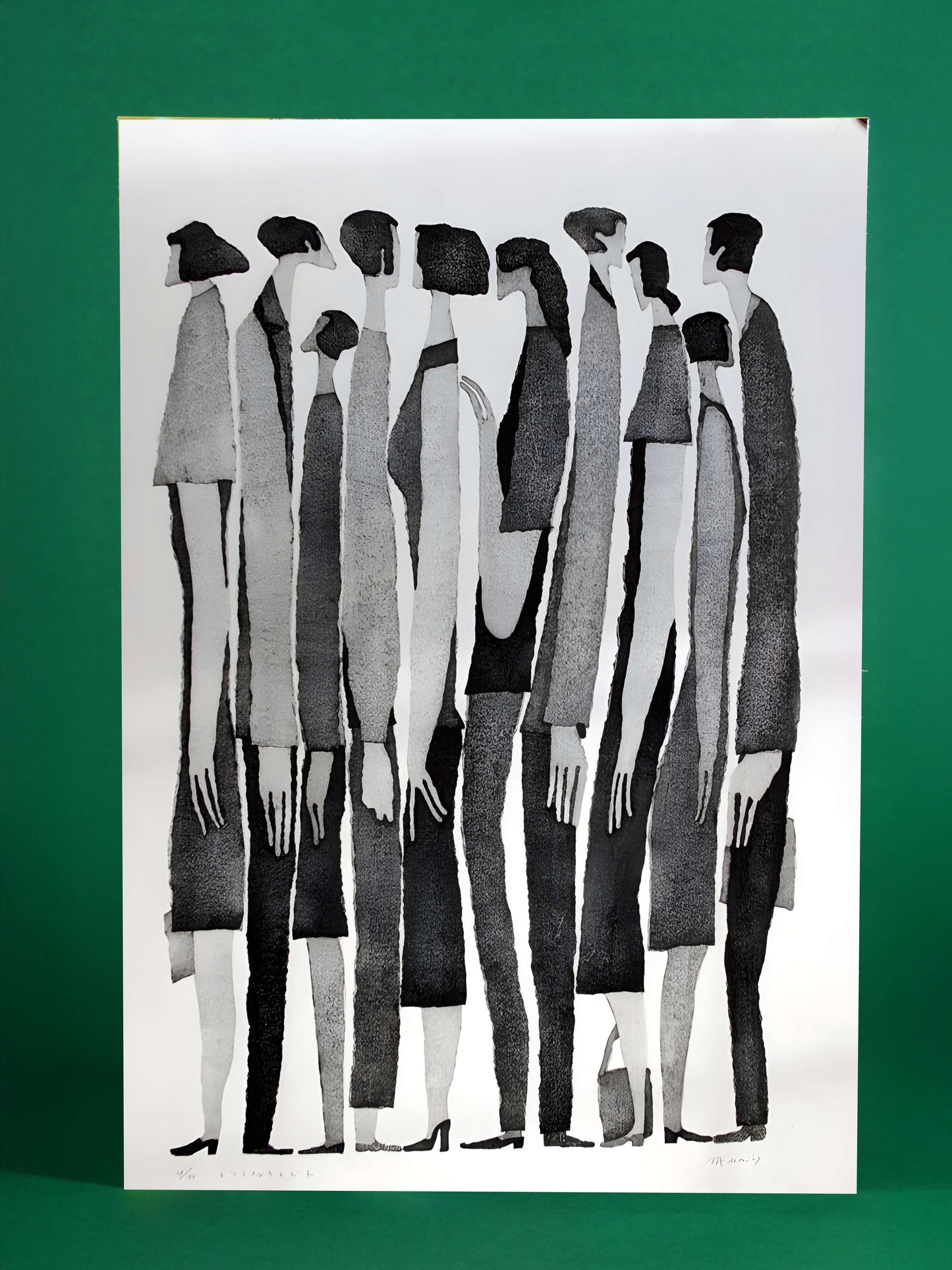Stylized Crowd Fashion Illustration Print