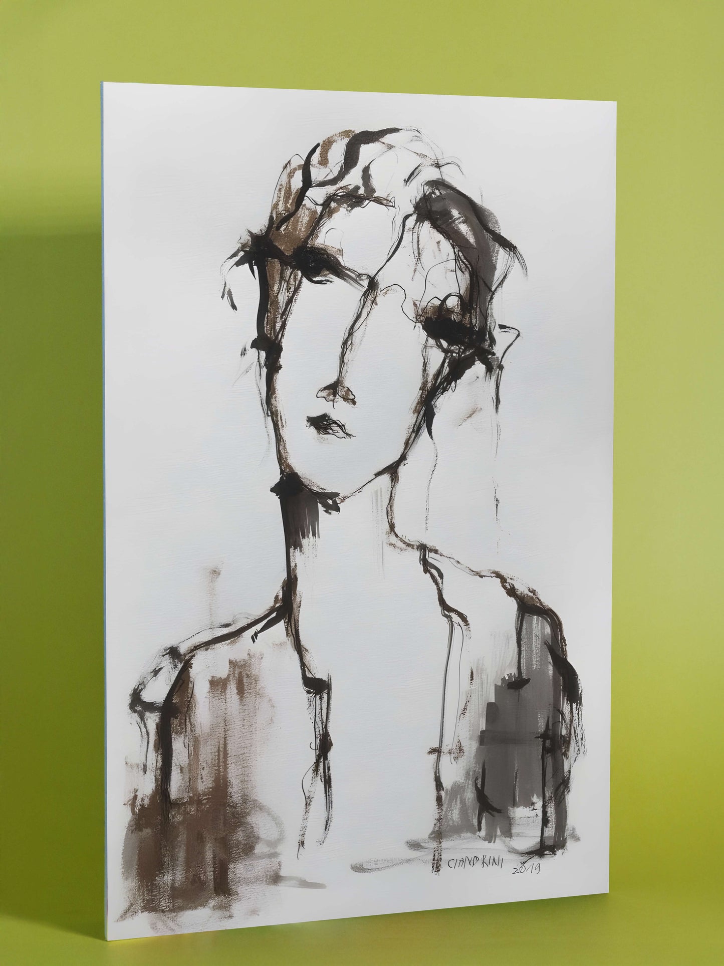 Thoughtful Muse: Minimalist Portrait Sketch Art Print