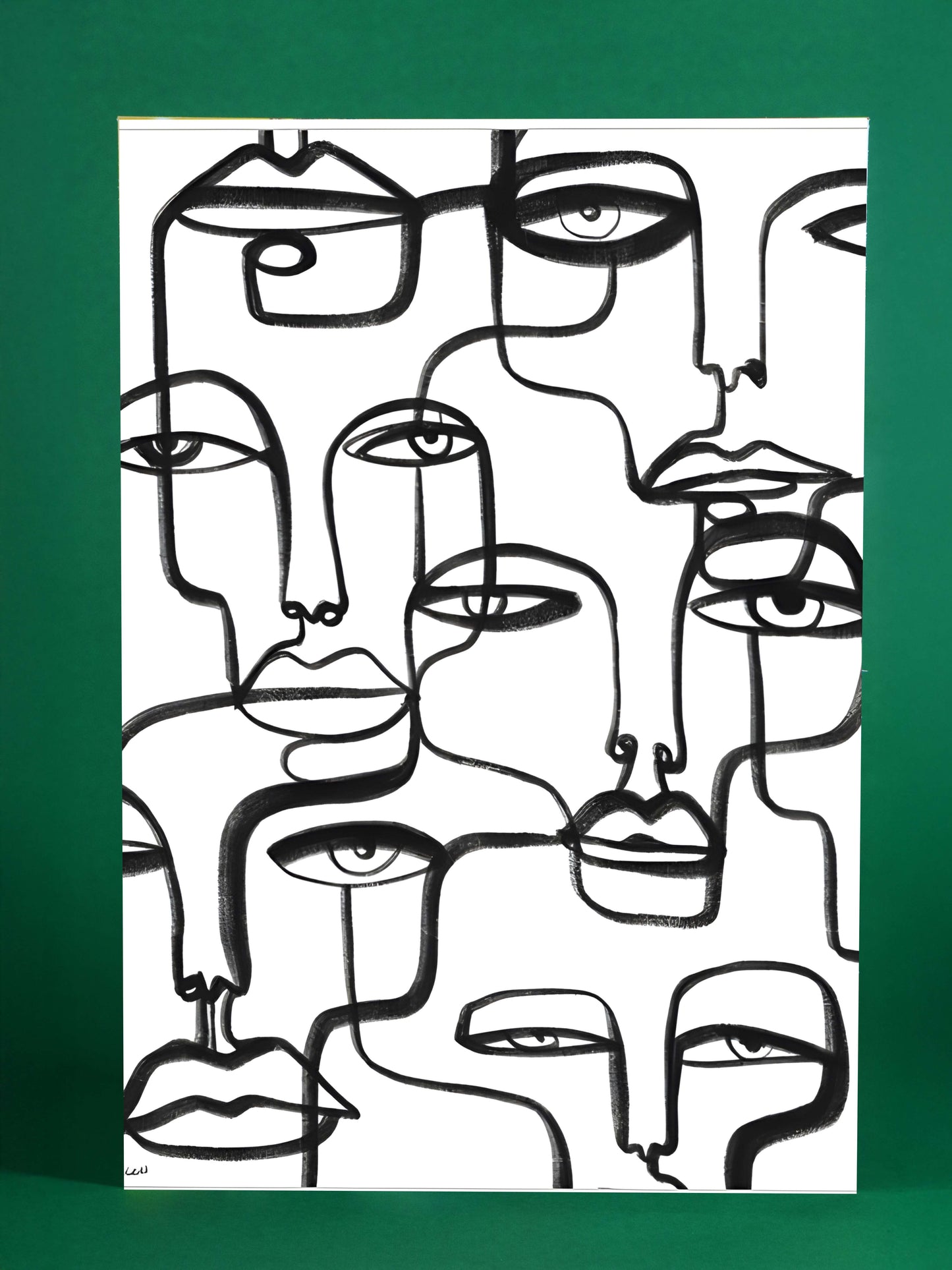 Abstract Faces Line Art Poster