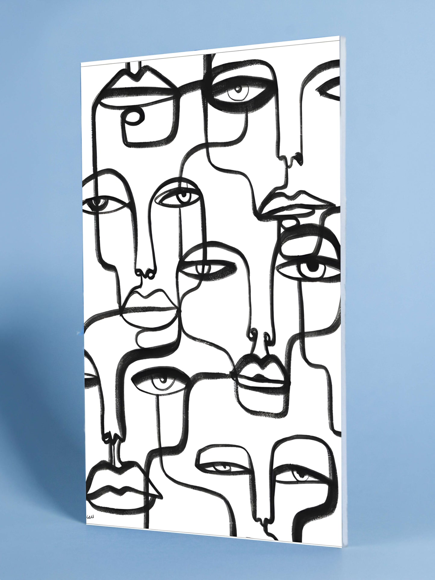 Abstract Faces Line Art Poster