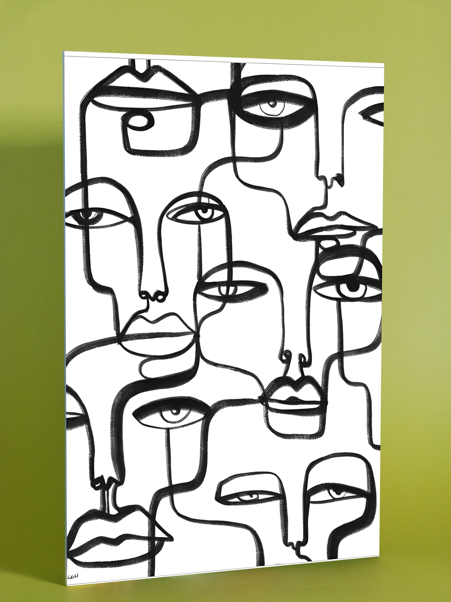 Abstract Faces Line Art Poster