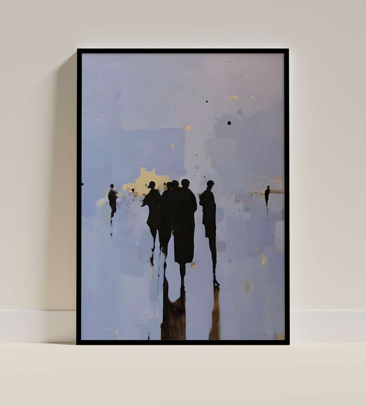 Urban Silhouettes: Abstract Crowd Art Print