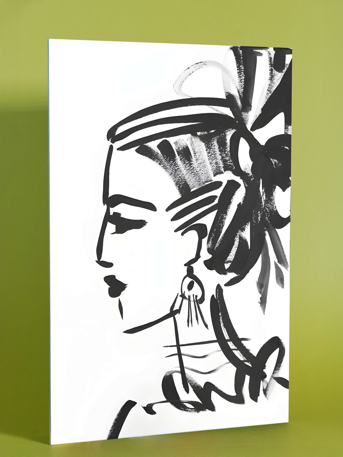 Fashion Ink Portrait – Elegant Woman Brushstroke Wall Art