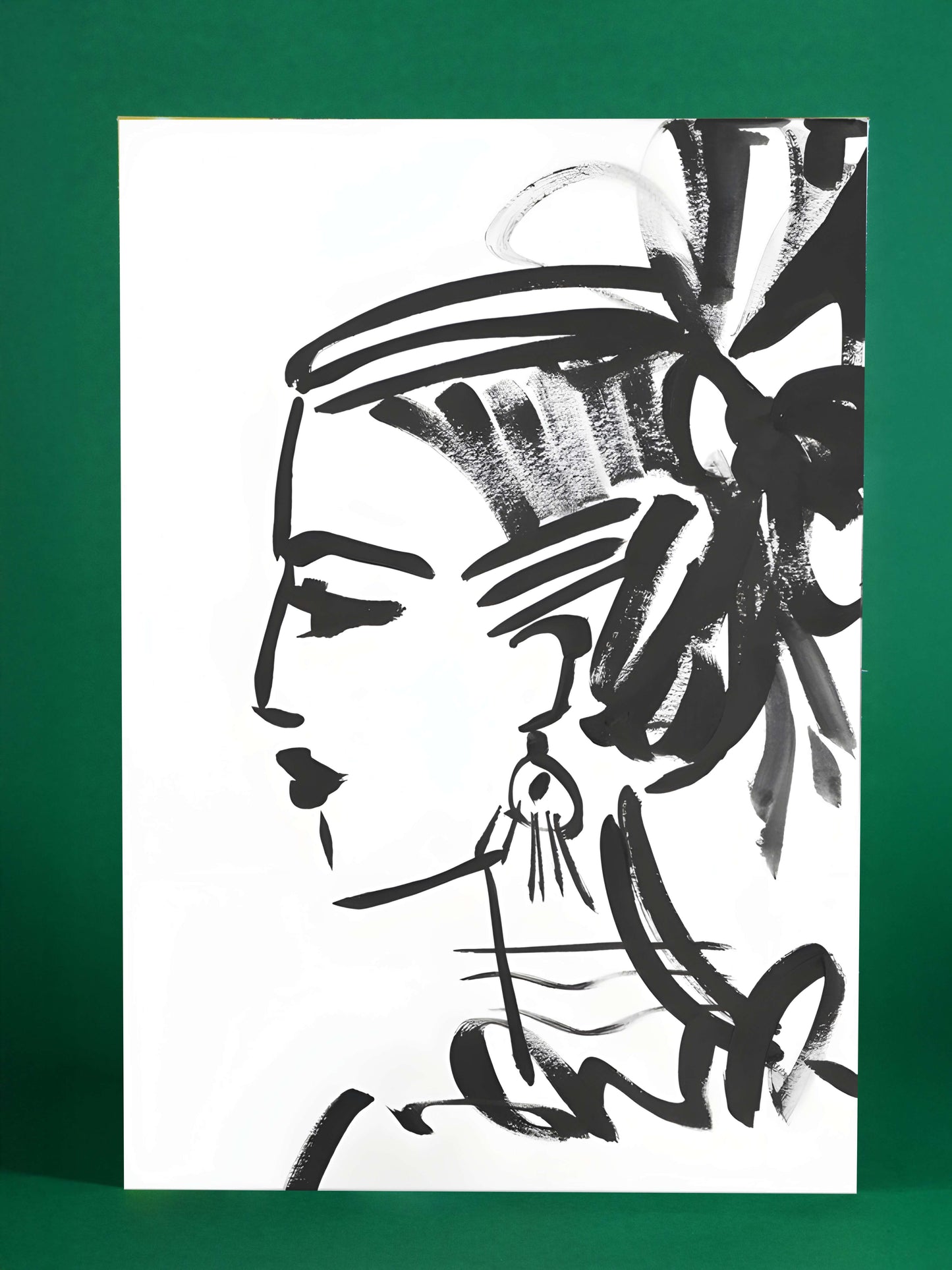 Fashion Ink Portrait – Elegant Woman Brushstroke Wall Art
