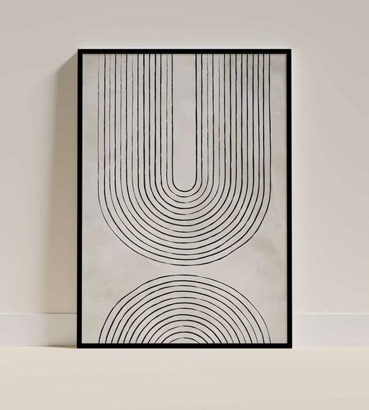 Modern Minimal U-Line Geometric Art Poster