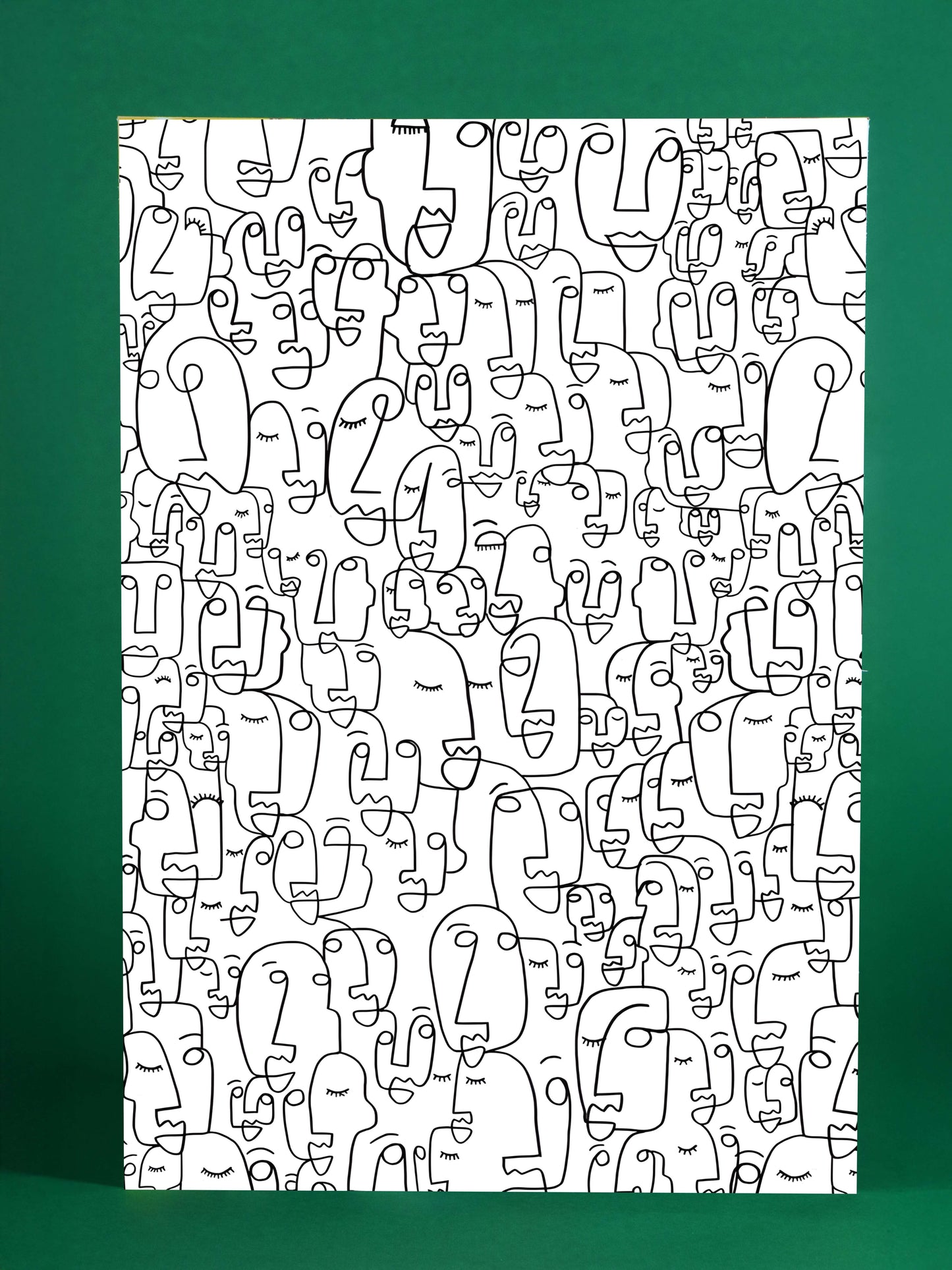 Continuous Line Faces Pattern Poster