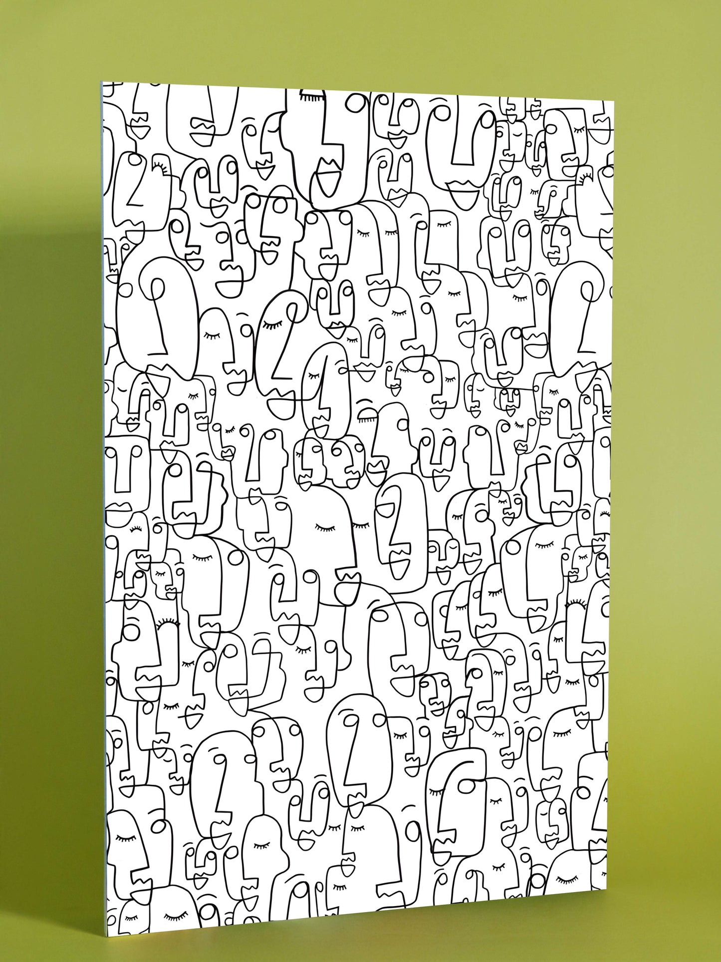 Continuous Line Faces Pattern Poster