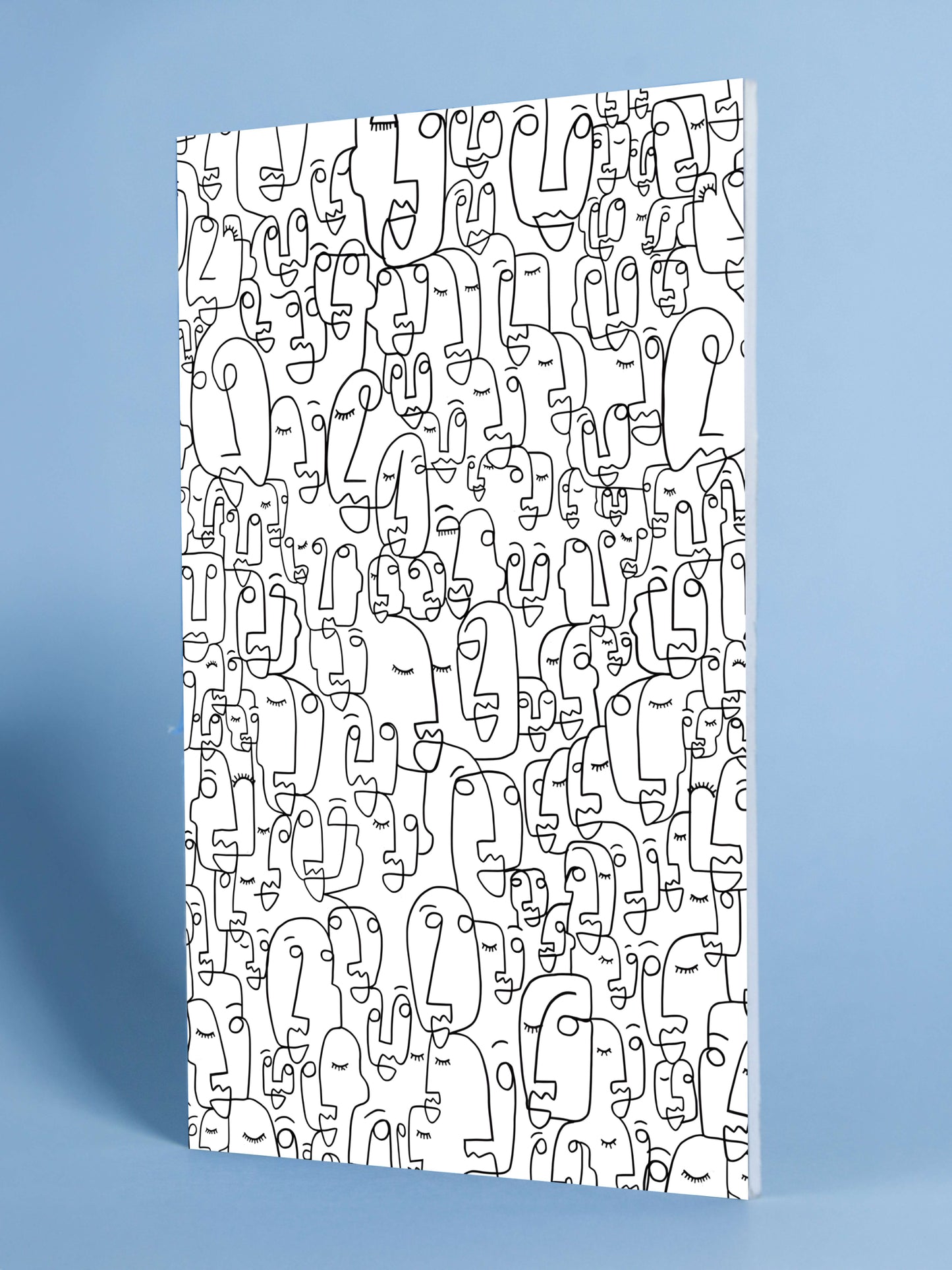 Continuous Line Faces Pattern Poster
