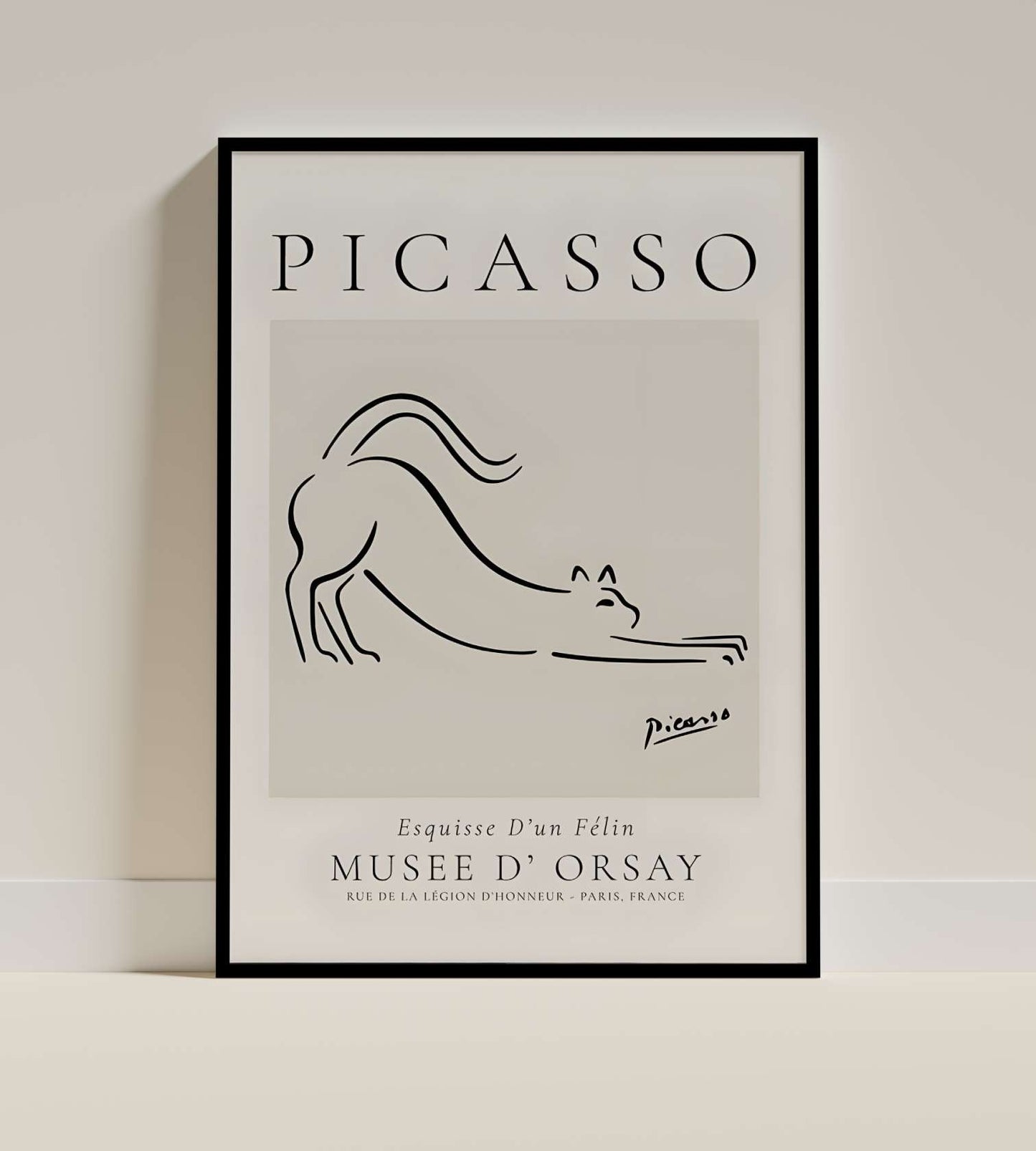 Picasso-Inspired Cat Sketch Art Poster