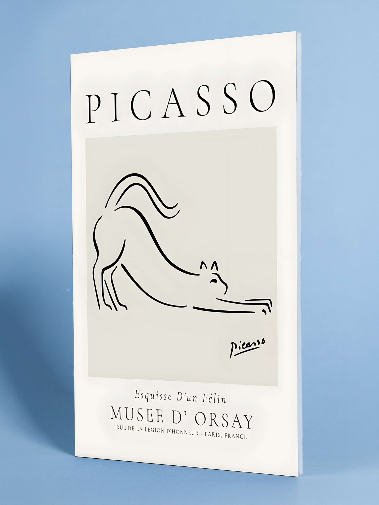 Picasso-Inspired Cat Sketch Art Poster