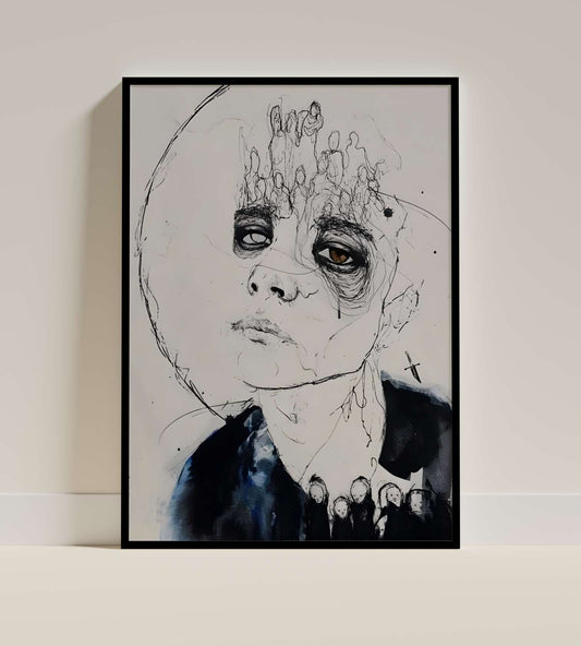 Modern Ink and Watercolor Art Print