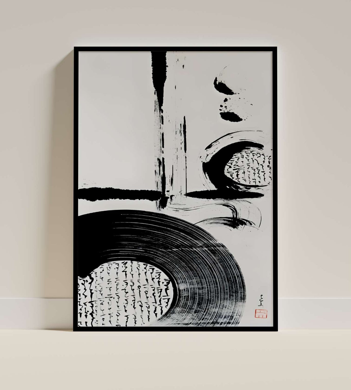 Zen Circle Calligraphy Abstraction Poster