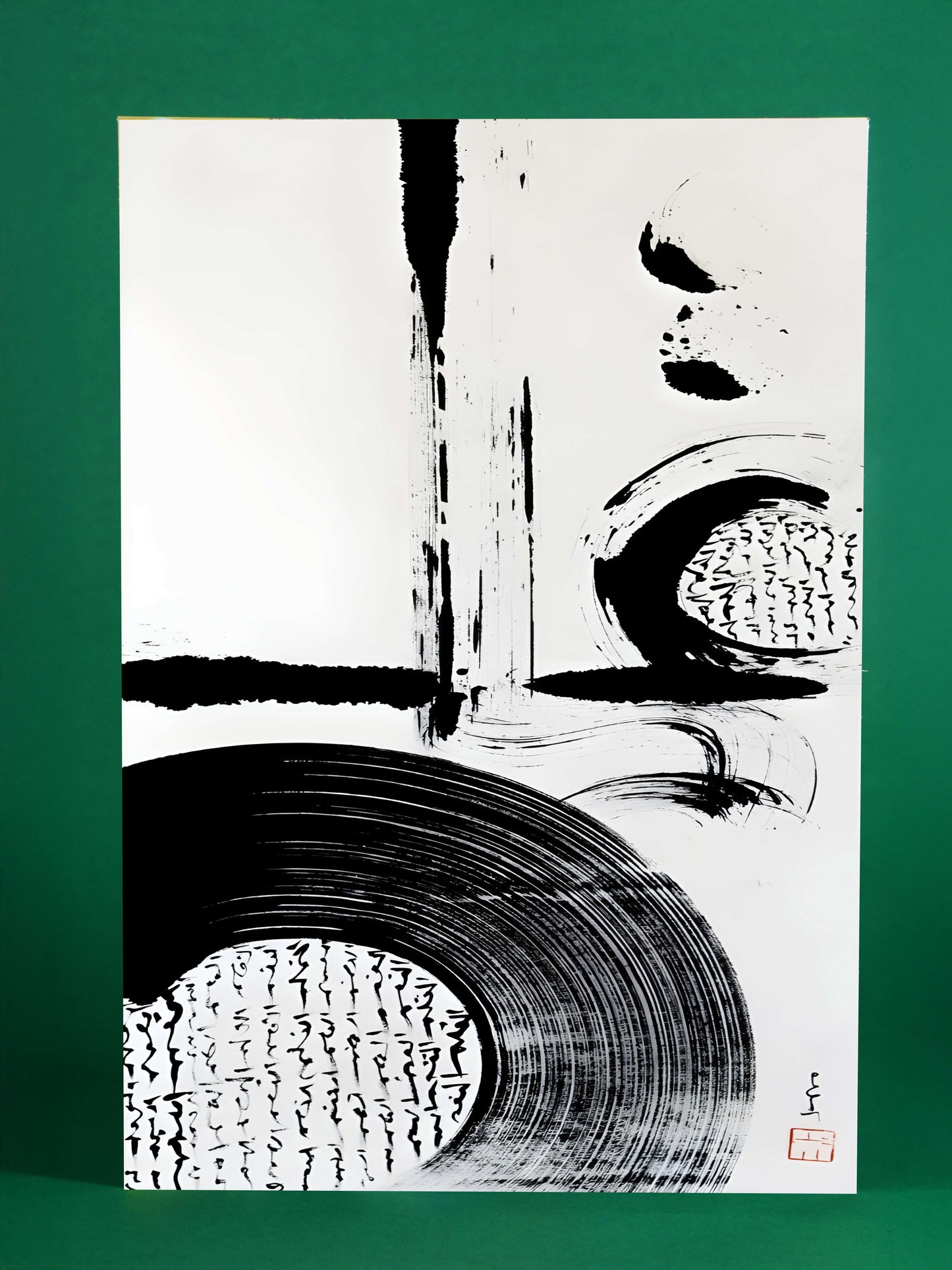 Zen Circle Calligraphy Abstraction Poster