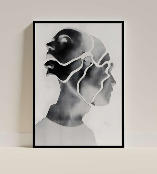 Dual Perspective Abstract Face Art Print