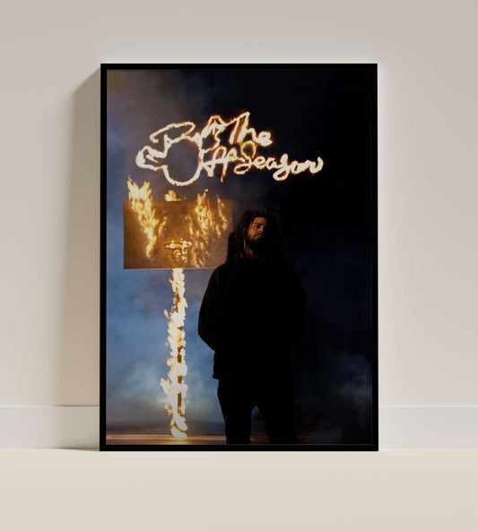 J. Cole The Off-Season Flaming Basketball Poster