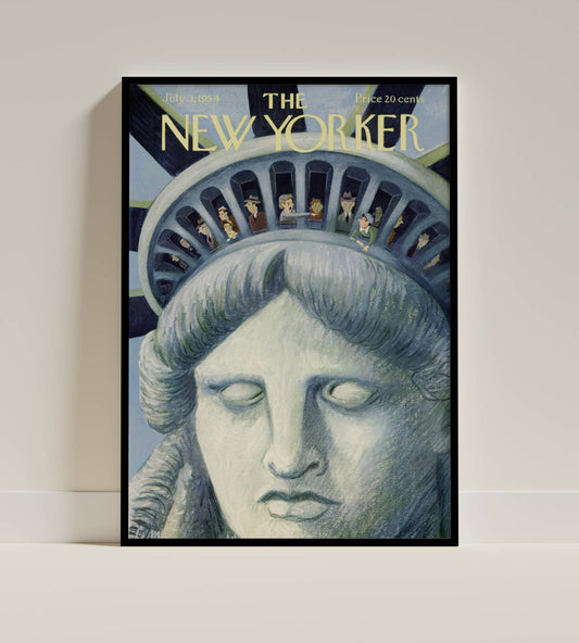 Statue of Liberty Crown Visitors – Vintage New Yorker Cover Print, July 3, 1954