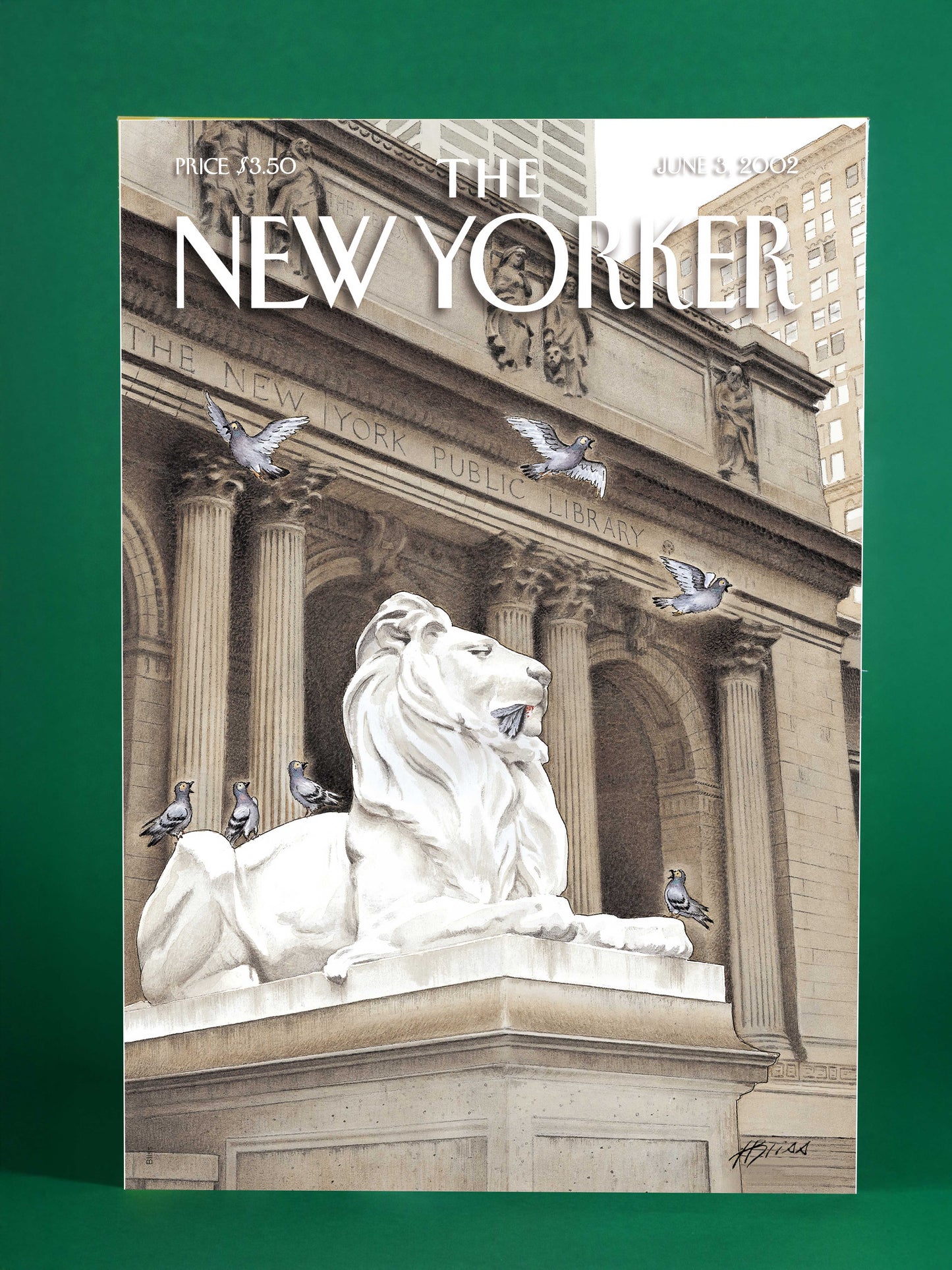 New York Public Library Lion – The New Yorker Cover Art Print, June 3, 2002