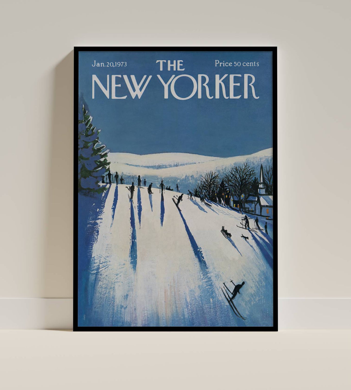 Winter Hills Skiers - New Yorker Cover (January 20, 1973)