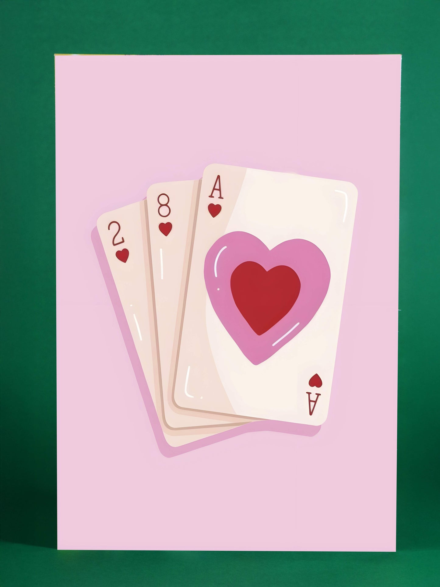 Pink Hearts Playing Cards Art Print