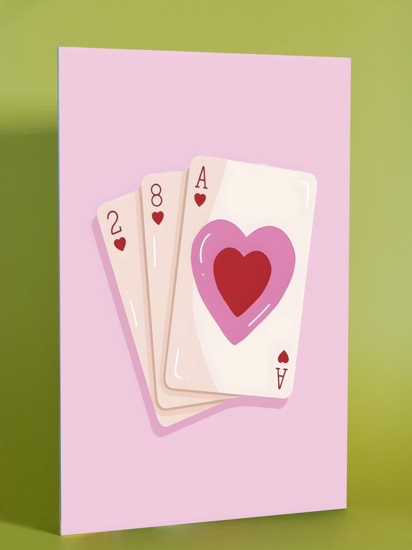 Pink Hearts Playing Cards Art Print