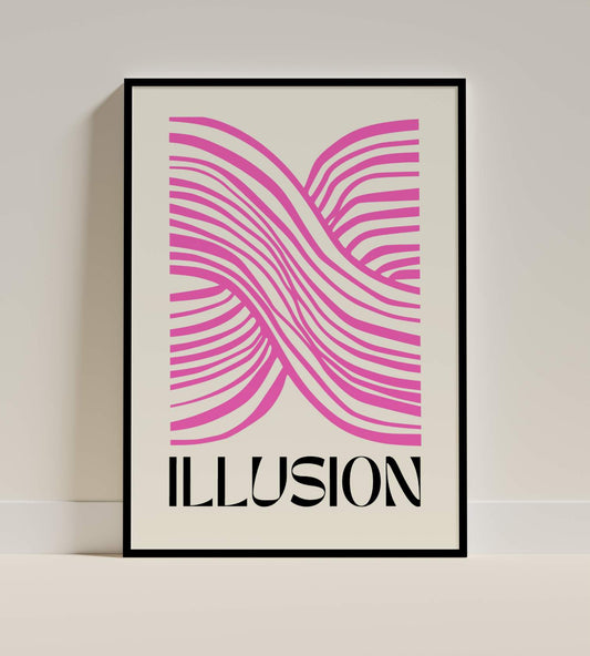Illusion – Pink Abstract Optical Art Poster