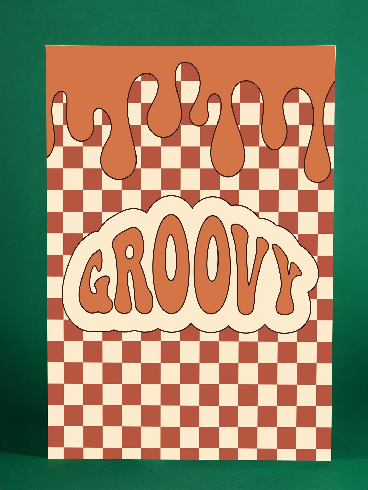 Groovy Retro Checkerboard Poster