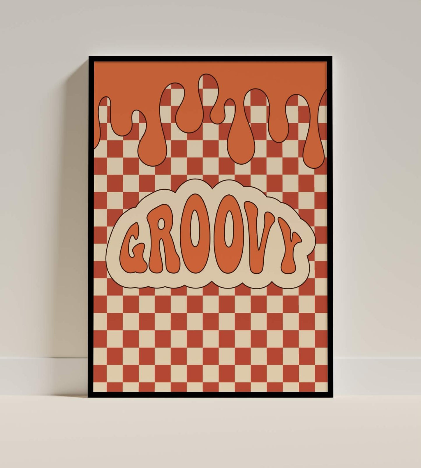 Groovy Retro Checkerboard Poster