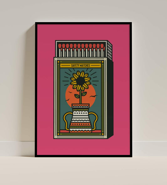 Sunflower Matchbox Art Print
