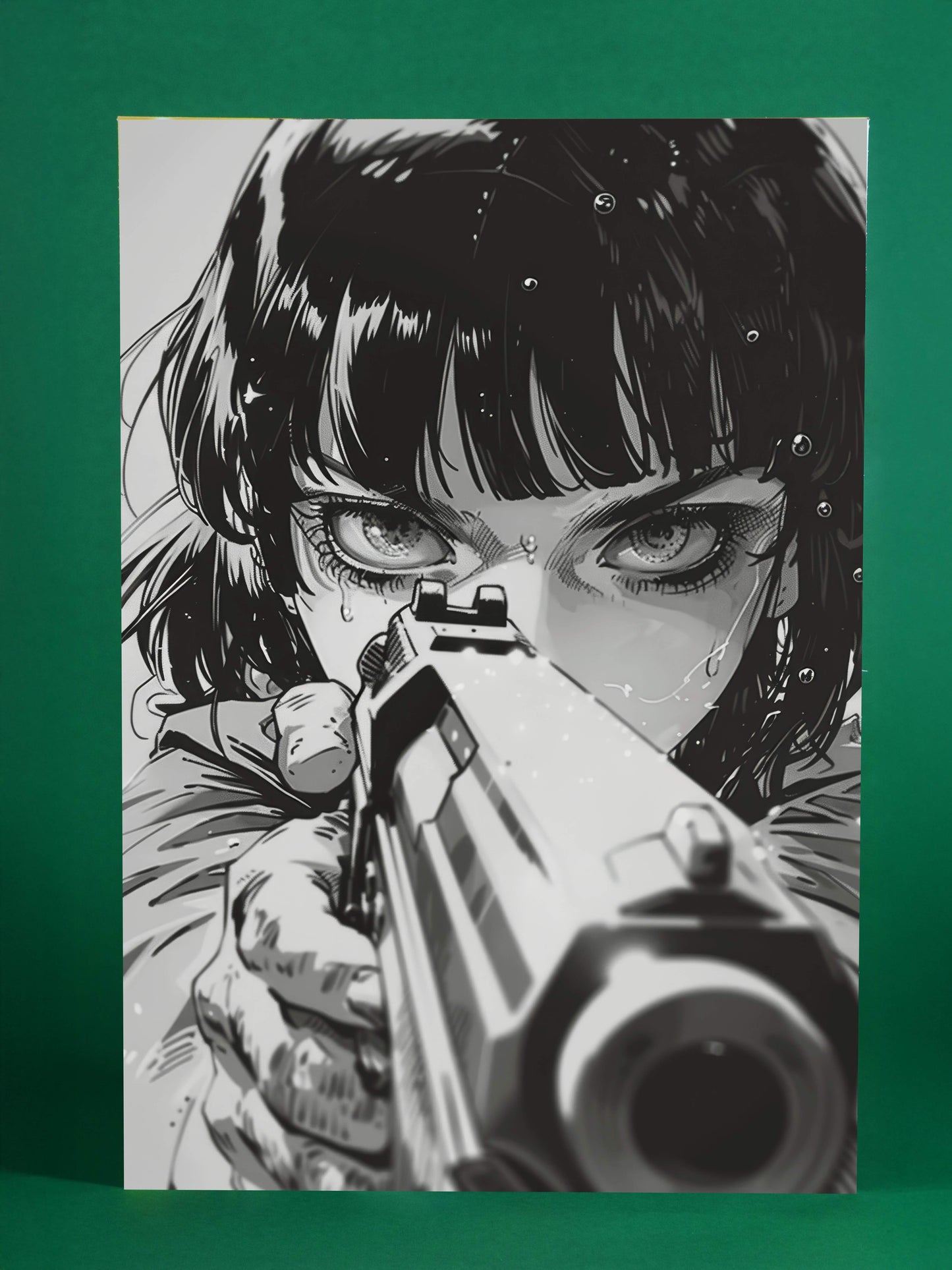 Noir Comic Girl with Gun Art Print