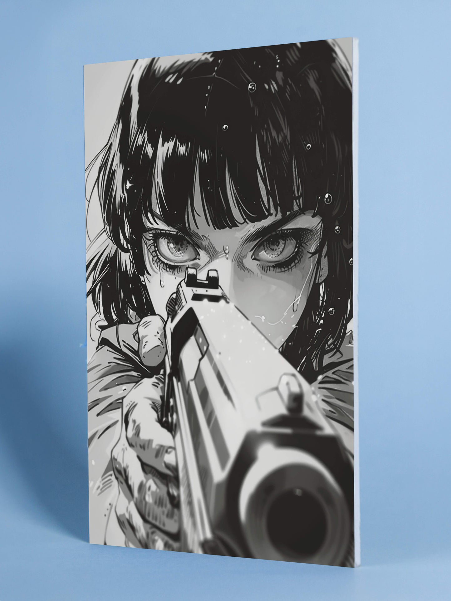 Noir Comic Girl with Gun Art Print