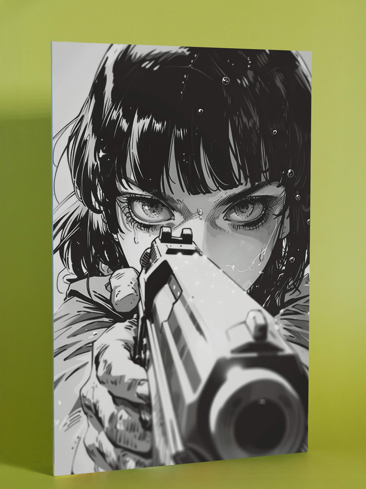Noir Comic Girl with Gun Art Print